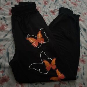 Butterfly Print women’s  Bottoms - Black and Orange